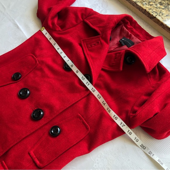 MNG Red Wool Blend Trench Winter Coat Jacket Casual Sportswear Women’s Size M - Picture 8 of 16